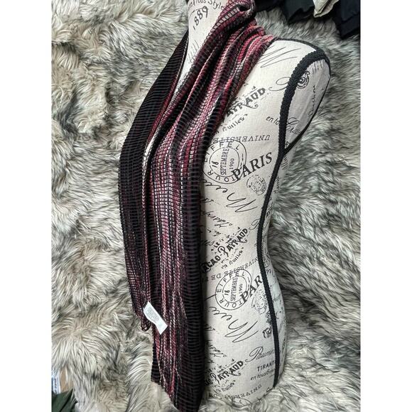 Collection XIIX Silk Blend Scarf Multicolor Reds and Burgandy 4ft 9 in x 7 in - Picture 2 of 4